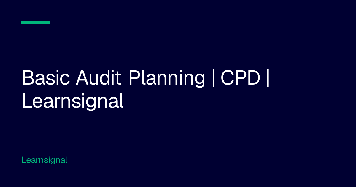 Basic Audit Planning | CPD | Learnsignal