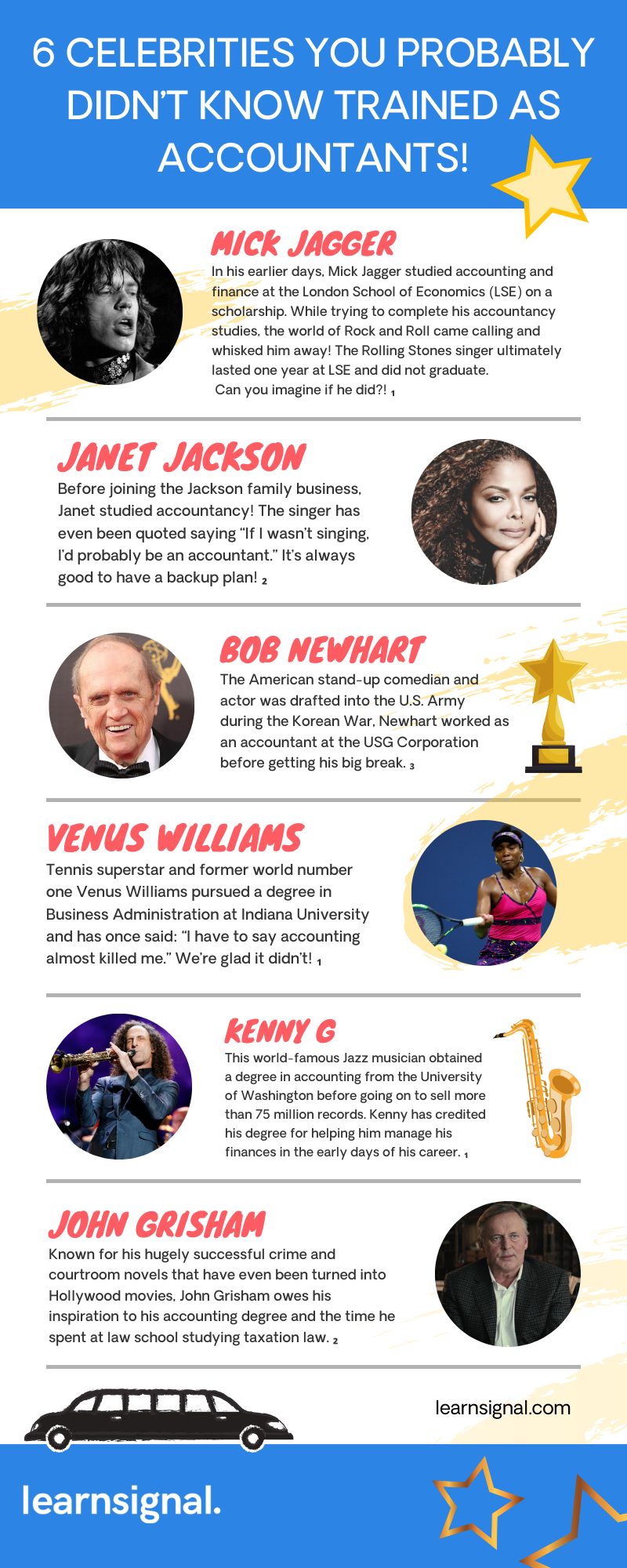 6 Celebrities You Probably Didn’t Know Trained As Accountants Infographic